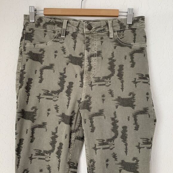 Free People Jeans 31 Gray Digital Camo Skinny High Rise Edgy Grunge Streetwear - Picture 4 of 13